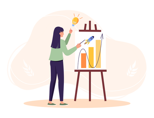 Femme avec une idée de croissance d'entreprise  Illustration