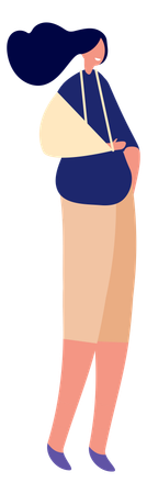 Femme avec une main fracturée  Illustration