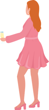 Femme buvant du vin  Illustration