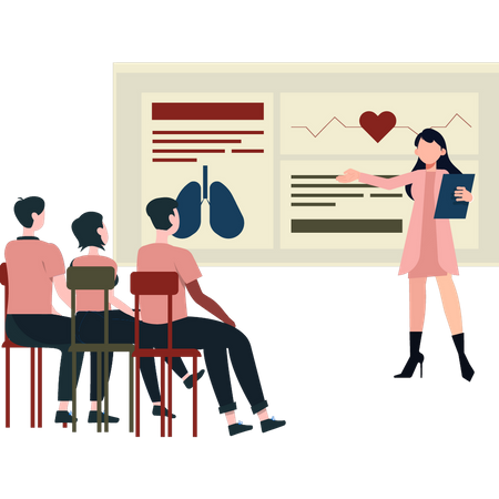 Femme ayant une réunion avec l'équipe  Illustration