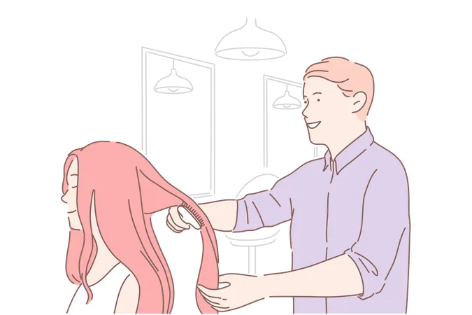 Une femme a visité un salon de coiffure  Illustration