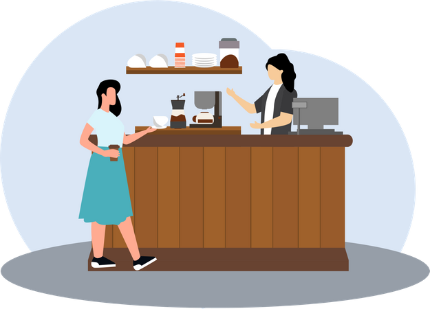 Barista féminine préparant du café  Illustration