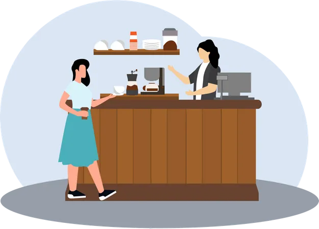 Barista féminine préparant du café  Illustration