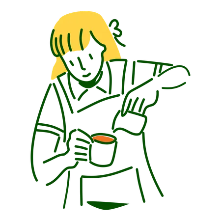 Femme barista préparant du café  Illustration