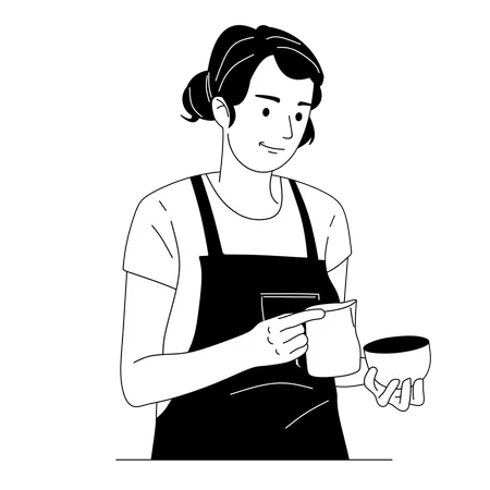 Femme barista préparant du café  Illustration