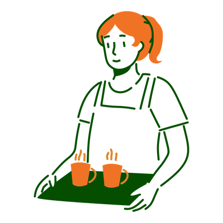 Femme Barista servant du café  Illustration