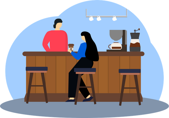 Café de serveur barista féminin  Illustration