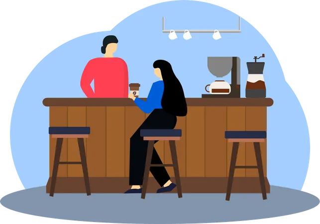 Café de serveur barista féminin  Illustration