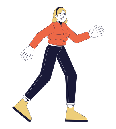 Femme blonde faisant du jogging par temps froid  Illustration