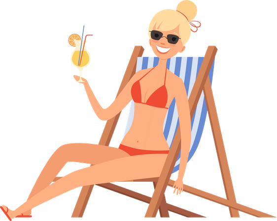 Femme buvant un cocktail  Illustration