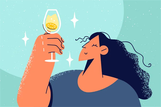 Femme buvant de l'alcool  Illustration