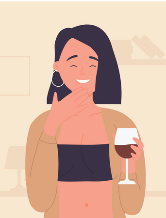 Femme buvant de l'alcool  Illustration