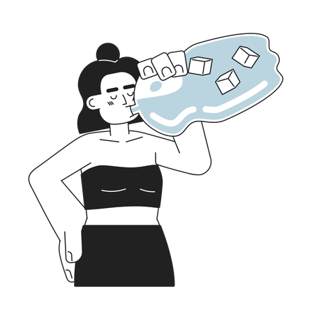 Femme buvant de l'eau froide  Illustration