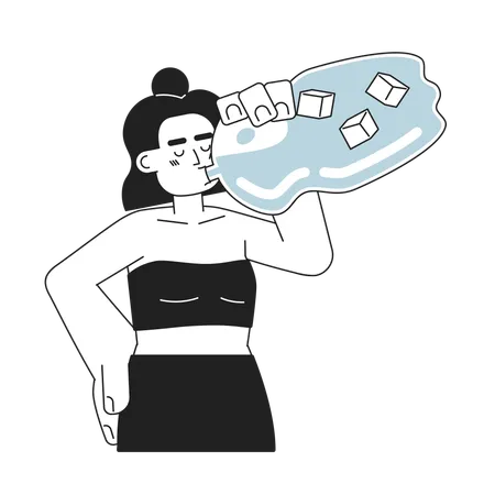 Femme buvant de l'eau froide  Illustration