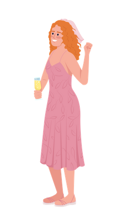 Femme buvant du vin  Illustration