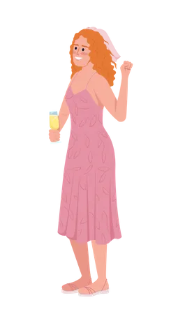 Femme buvant du vin  Illustration