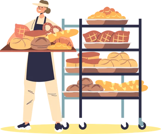 Boulangerie chargeant des produits à stocker  Illustration