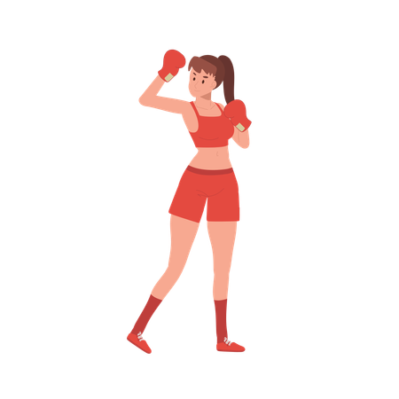 Femme boxeuse en séance d'entraînement de gym  Illustration