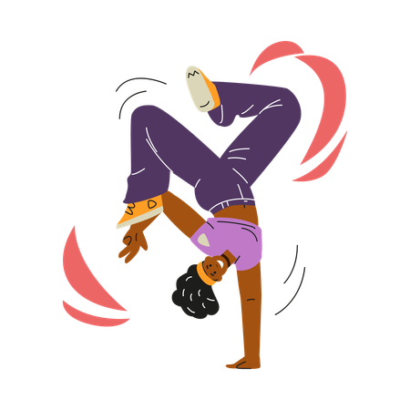 Femme danseuse de breakdance faisant le poirier  Illustration