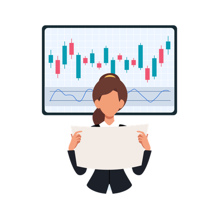 Femme calculant des statistiques  Illustration