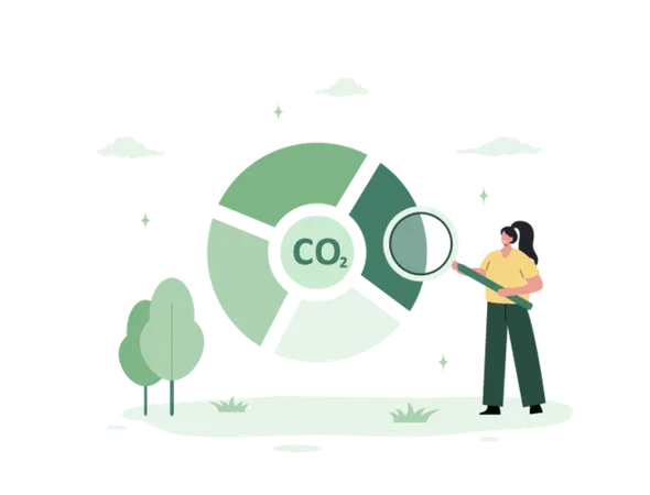 Femme calculant le niveau de CO2  Illustration