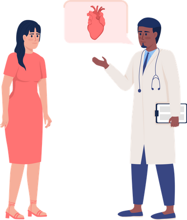 Femme visitant un cardiologue  Illustration