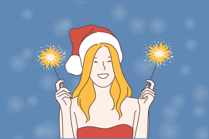 Femme fête Noël  Illustration