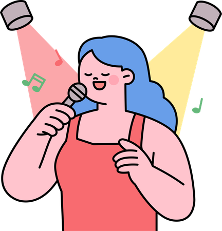 Femme chantant une chanson lors d'une fête musicale  Illustration