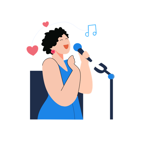 Femme chantant une chanson  Illustration