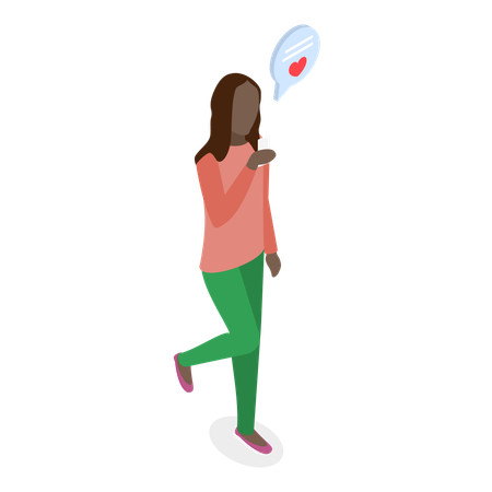 Femme discutant sur mobile  Illustration