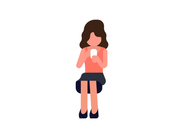 Femme discutant sur mobile  Illustration