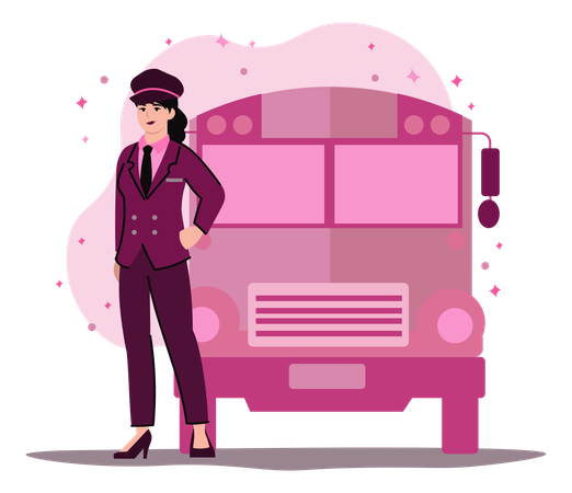 Conductrice de bus  Illustration