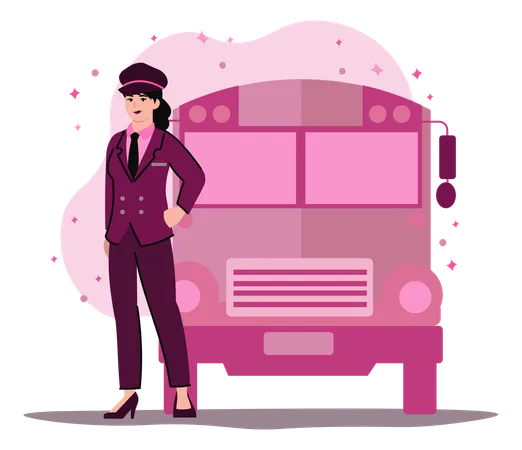 Conductrice de bus  Illustration