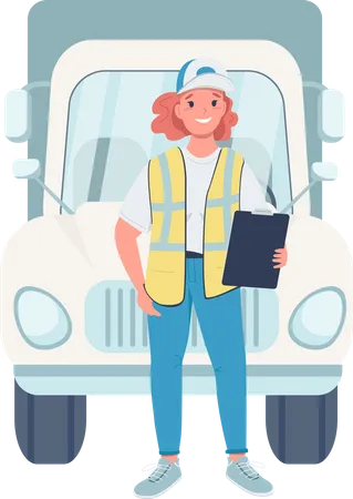 Femme, chauffeur camion  Illustration