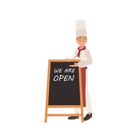 Femme chef accueillant les invités  Illustration