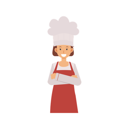 Femme chef avec les bras croisés  Illustration