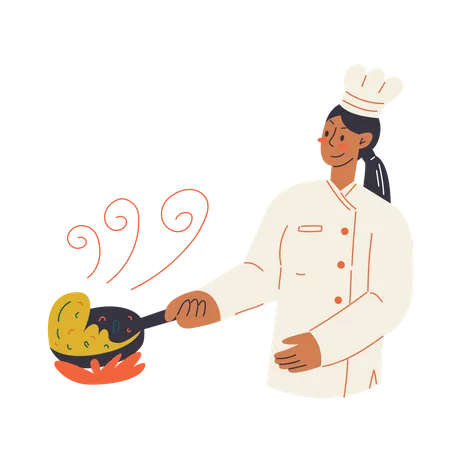 Femme chef cuisinier  Illustration