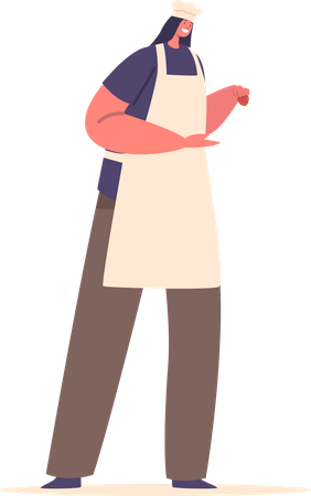 Femme chef cuisinant des plats délicieux  Illustration