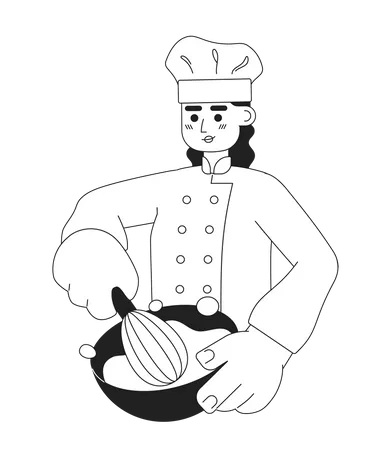 Pâte de mélange de femme chef  Illustration