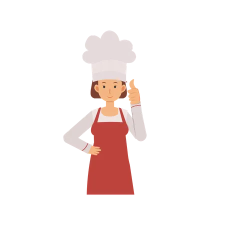 Femme chef montrant le pouce vers le haut  Illustration