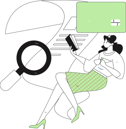 Relevé de carte de chèque de femme  Illustration