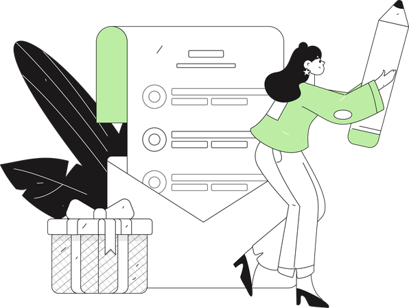 Femme vérifie la facture d'achat  Illustration