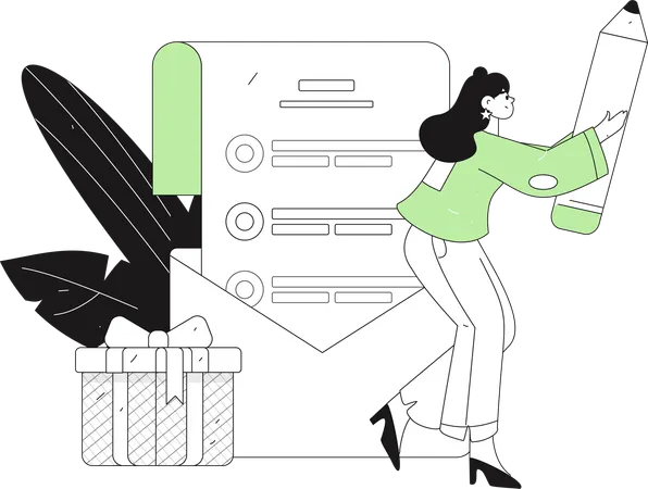 Femme vérifie la facture d'achat  Illustration
