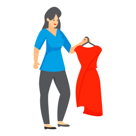 Femme choisissant la robe idéale pour un style impeccable  Illustration
