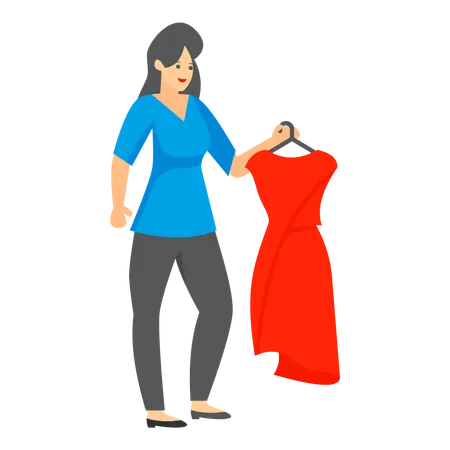 Femme choisissant la robe idéale pour un style impeccable  Illustration