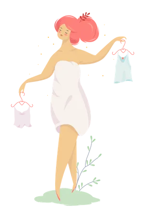 Femme choisissant des vêtements  Illustration