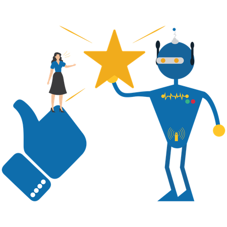 Femme collaborant avec l'IA  Illustration