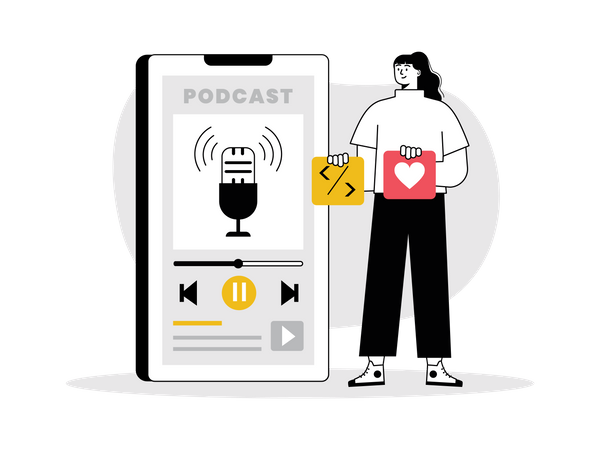 Podcast audio femme comme  Illustration