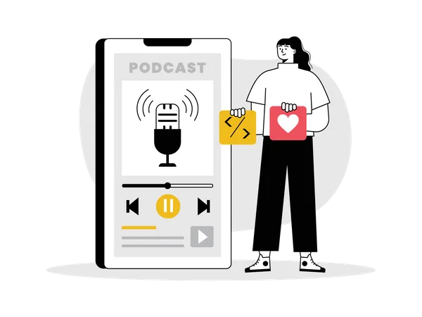 Podcast audio femme comme  Illustration