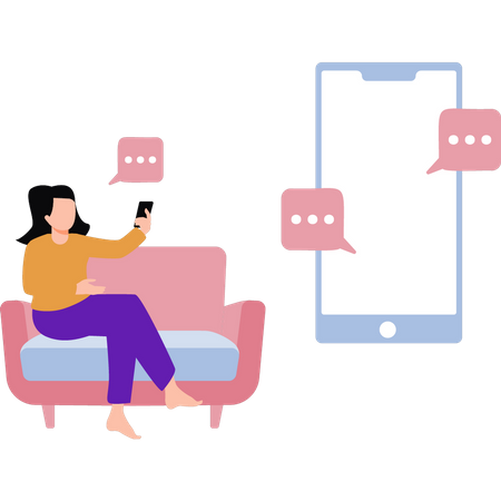 Communication femme sur mobile  Illustration